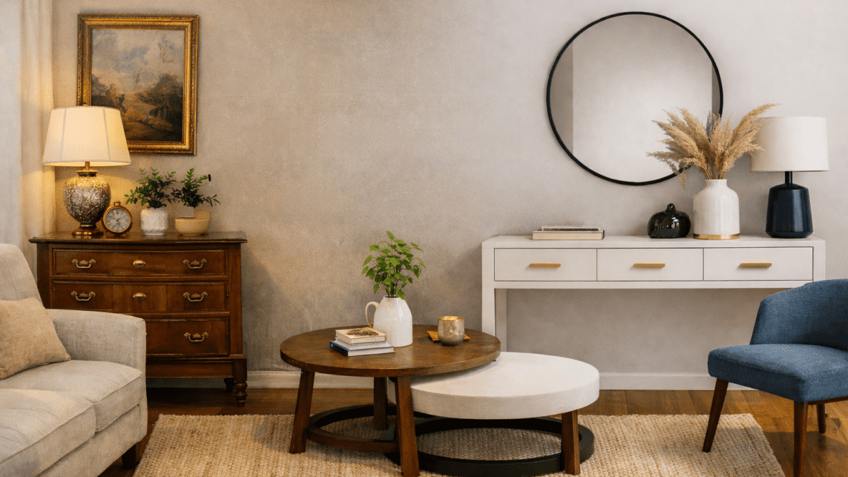 no todos los muebles de una habitación tienen que combinar